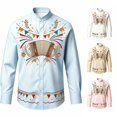 thumbnail image 1 of Ulitacool Girl'S Tops Lapel Graphic Prints Long Sleeve Blouse 11-12 Years Light Blue, 1 of 4