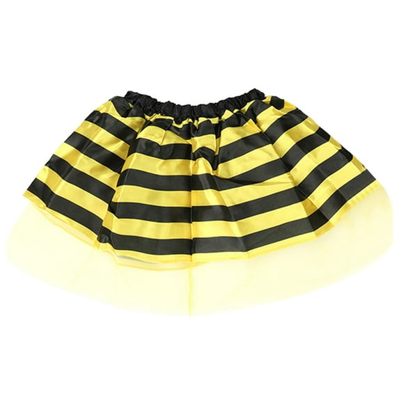Ulitacool Girl Skirt Toddler Rainbow Birthday Partyperformance Skirt Striped Prints Tutu Skirt Cute Daily Wear Yellow