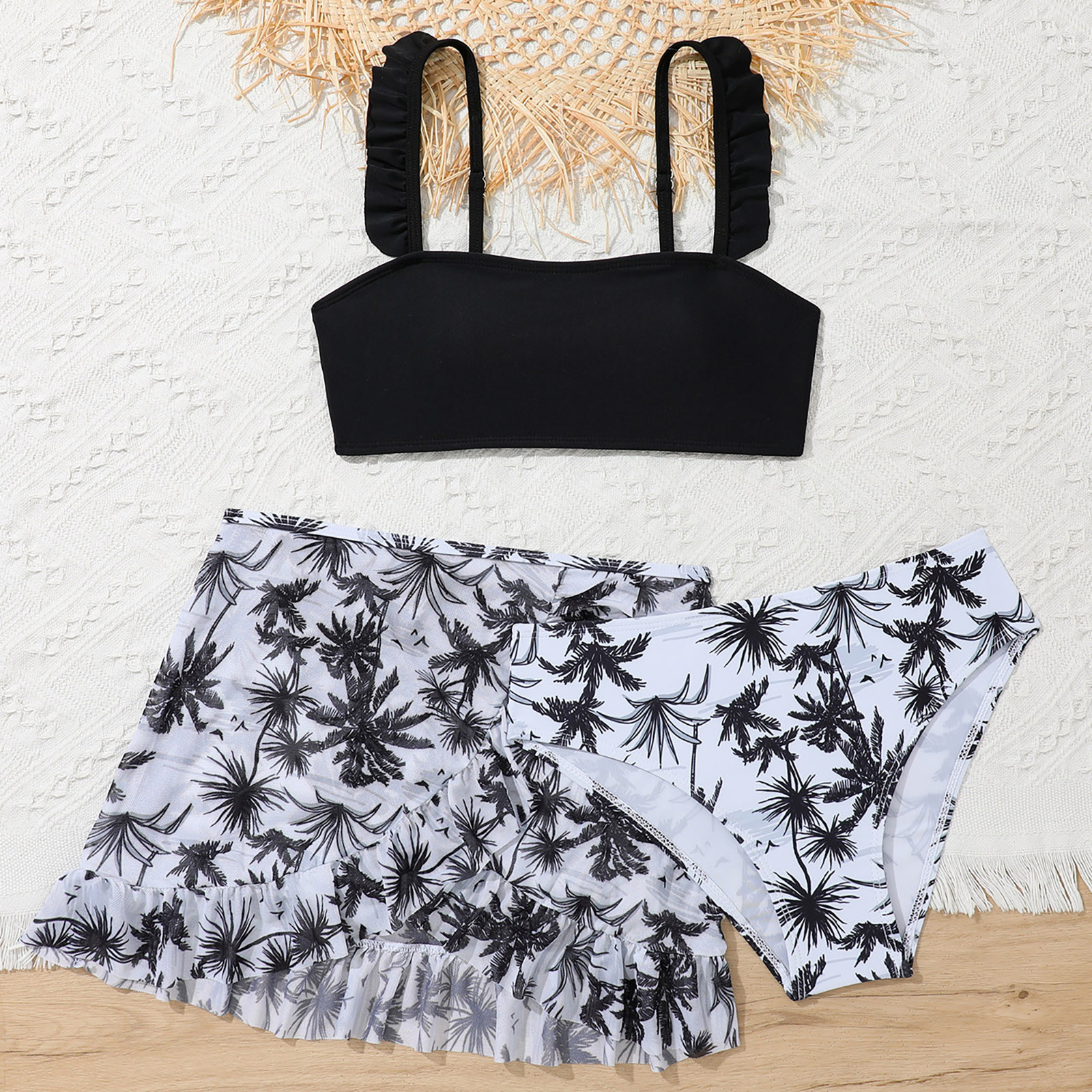 Ulitacool Girl Swimsuits 3 Piece Swimsuit Bathing Floral Print Bikini ...