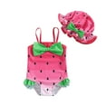 thumbnail image 1 of Ulitacool Girl Swimsuits Sun Swimwear Long Sleeve Rash Guard With Hat For Baby Toddler Summer Beach Pool Cute Playsuit 6-12 Months Watermelon Red, 1 of 3