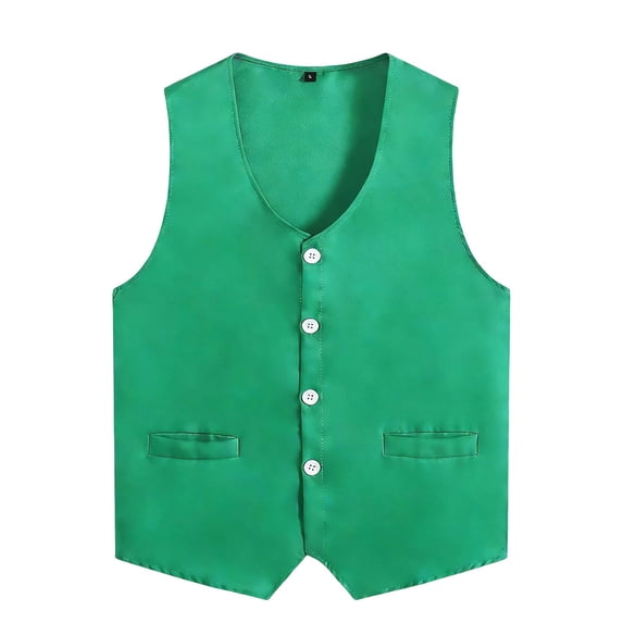 Ulitacool Girl T Shirt Basic Crewneck Button Vest Short Sleeve Tops Solid Color Tops Summer Tee 5-6 Years Green