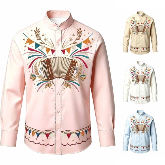 Ulitacool Girl Tops Lapel Graphic Prints Long Sleeve Blouse 3-4 Years Pink