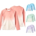 thumbnail image 1 of Ulitacool Girl Tops Long Sleeve Tie Dye Crewneck Rash Guard 11-12 Years Light Pink, 1 of 6