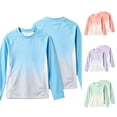 thumbnail image 1 of Ulitacool Girl Tops Long Sleeve Tie Dye Crewneck Rash Guard 4-5 Years Light Blue, 1 of 6