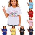 thumbnail image 1 of Ulitacool Girl Tops Round Neck Graphic Prints Short Sleeve Tee 10-11 Years White, 1 of 5