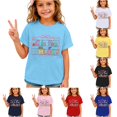thumbnail image 1 of Ulitacool Girl Tops Round Neck Graphic Prints Short Sleeve Tee 3-4 Years Sky Blue, 1 of 5