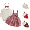 thumbnail image 1 of Ulitacool Girl's Outfits Crewneck Cartoon Pattern Long Sleeve T Shirts Suspender Skirts Leisure Toddler Playsuit 18-24 Months Pink, 1 of 4
