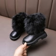 thumbnail image 1 of Ulitacool Girls Boots Ankle Height Booties Pull On Zipper Shoes For Toddler Kids Comfy Soft Feetwear 7-8 Years Black, 1 of 7