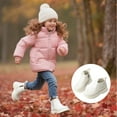 thumbnail image 1 of Ulitacool Girls Boots Children'S Low-Top Martens Boots Glitter Pearl Chain Boots Girls British Style Ankle Height Leather Boots Fall Winter Shoes Adorable Soft Feetwear 3-4 Years White, 1 of 8