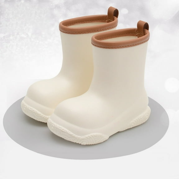 Ulitacool Girls Boots Rain Boots For School And Outdoor Activities Durable Shoes For Kids Rain Shoes Lightweight Basic Shoes 5.5-6 Years White