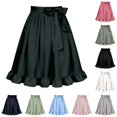 thumbnail image 1 of Ulitacool Girls Dress Elastic Waist Graphic Prints Performance Dresses Half Apron Skirts Fashion Daily Wear 3-12 Years Dark Green, 1 of 3