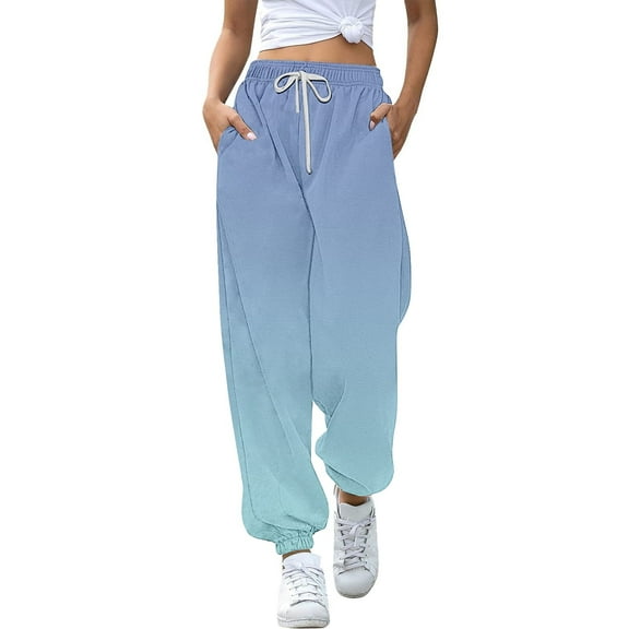 Ulitacool Girls Dress Pants 13-14 Years Bottoms Sports Sweatpants Batik Colour Gradient Drawstring Jogging Leggings Training Trousers Cute Daily Wear Grey