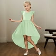 thumbnail image 1 of Ulitacool Girls' Dresses 10-12 Years Summer Flapper Sleeve High And Low Formal Dress Fly Skirt Swing Dress Lovely Daily Wear Green, 1 of 3