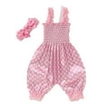 thumbnail image 1 of Ulitacool Girls' Dresses Crewneck Sleeveless Sundress Girl Two Packs Of Summer Baby Lace Up Flower Hair Decorations With Baby Girl Clothes Pants Classic Wear Pink 3-6 Months, 1 of 3