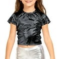 thumbnail image 1 of Ulitacool Girls Graphic Tee Short Sleeve Blouse O Neck Sequins Daily Shirt Simple Tops Black 18-24 Months, 1 of 4