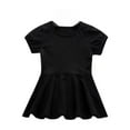 thumbnail image 1 of Ulitacool Girls Holiday Dresses Crewneck Summer Dresses Dress For Baby Pure Color Elastic Waist Outdoor Play Dress Short Sleeve Sundress Basic Wear Black 18-24 Months, 1 of 3