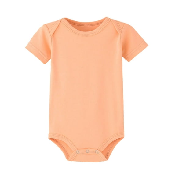 Ulitacool Girls Onesies O Neck Bodysuits Solid Color Summer Baby Jumpsuits Short Sleeve Rompers Light Pink 18-24 Months