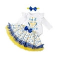 thumbnail image 1 of Ulitacool Girls Outfits Girl Hanukkah Outfit Long Sleeve Dress With Headband And Skirt Holiday Party Wear Adorable Soft Daily Wear White2 3-6 Months, 1 of 6
