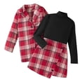 thumbnail image 1 of Ulitacool Girls Outfits Long Sleeve Winter Outfits 3 Piece Red Top Skirt For Big Kids And Tweens Holiday Party Dress Sweet Clothes Red 11-12 Years, 1 of 8