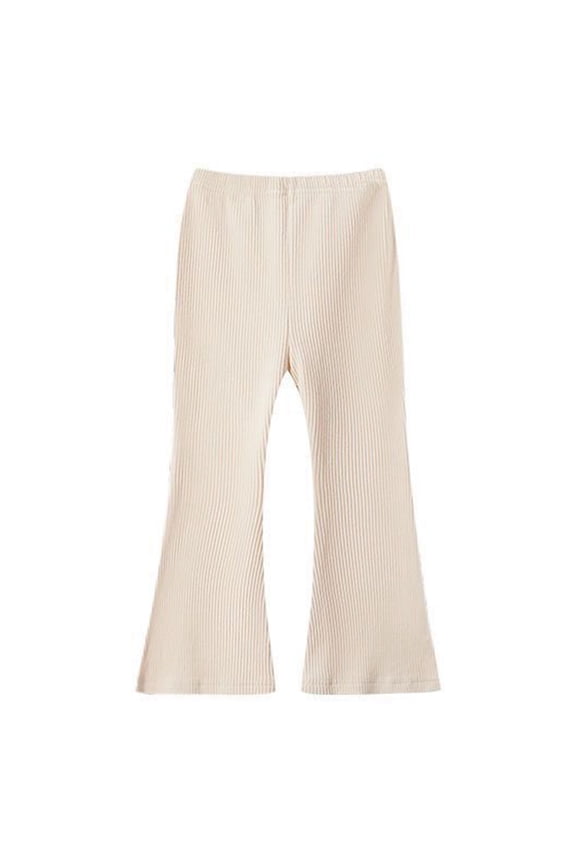 Girls Pants 5-6 Years Micro Flare Pants Stretch Outer Layer Leggings Classic Playsuit White