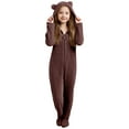 thumbnail image 1 of Ulitacool Girls Romper Long Sleeve Onesies Warm Baby Jumpsuit Full Infant With Grip Feet For Newborn Toddler Winter Outfit Lovely Wear Brown 4-5 Years, 1 of 4