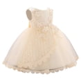 thumbnail image 1 of Ulitacool Girls Spring Dresses Crewneck Sleeveless Sundress Dress Baby Dress Bowknot Christening Gown Basic Wear Yellow 0-3 Months, 1 of 3