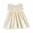 thumbnail image 1 of Ulitacool Girls Spring Dresses Round Neck Sleeveless Sundress Summer Dresses Floral Embroidery Lace Trim Sundress Adorable Wear Beige 18-24 Months, 1 of 5
