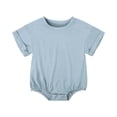 thumbnail image 1 of Ulitacool Girls Spring Onesies Crewneck Baby Bodysuits Short Sleeve Romper Summer Outfits Playwear Blue 6-12 Months, 1 of 9