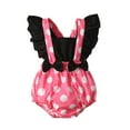 thumbnail image 1 of Ulitacool Girls Spring Onesies O Neck Ruffles Fly Sleeve Floral Embroider Romper Bodysuits Dress Black 3-6 Months, 1 of 6