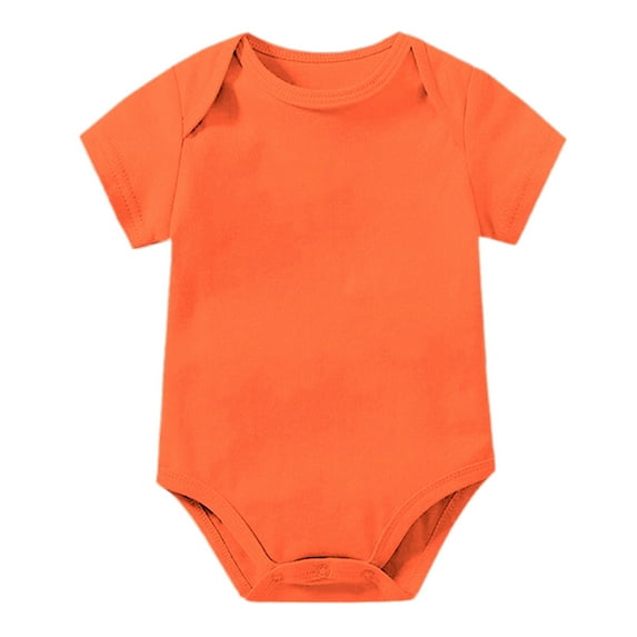 Ulitacool Girls Spring Onesies Round Neck Baby Bodysuits Short Sleeve Romper Summer Outfits Playwear Orange 0-3 Months