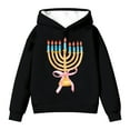 thumbnail image 1 of Ulitacool Girls Spring Sweatshirts Round Neck Letter Prints Hanukkah Menorah Hooded Sweatshirt Pullover Kids Hoodie Shirt Long Sleeve Blouse Leisure Wear Black 2-3 Years, 1 of 4