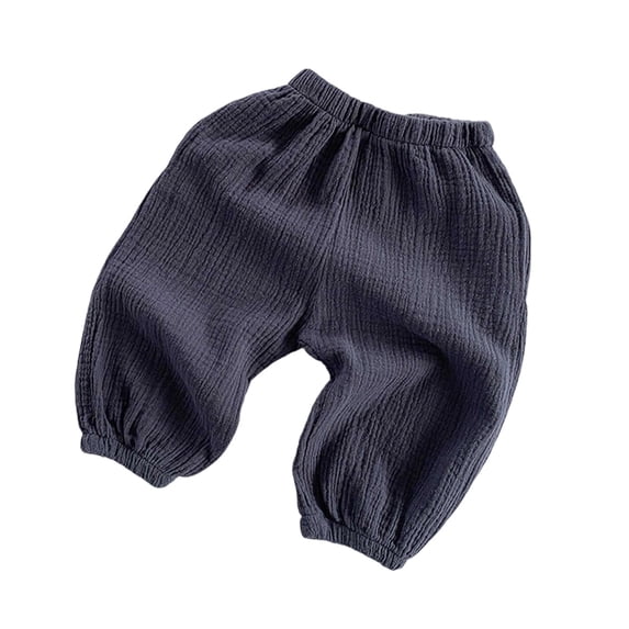 Ulitacool Girls Spring Trousers Child Toddler Boys Girls Elastico Pants Holiday Solid Trousers Lightweight Playsuit Dark Blue 3-4 Years