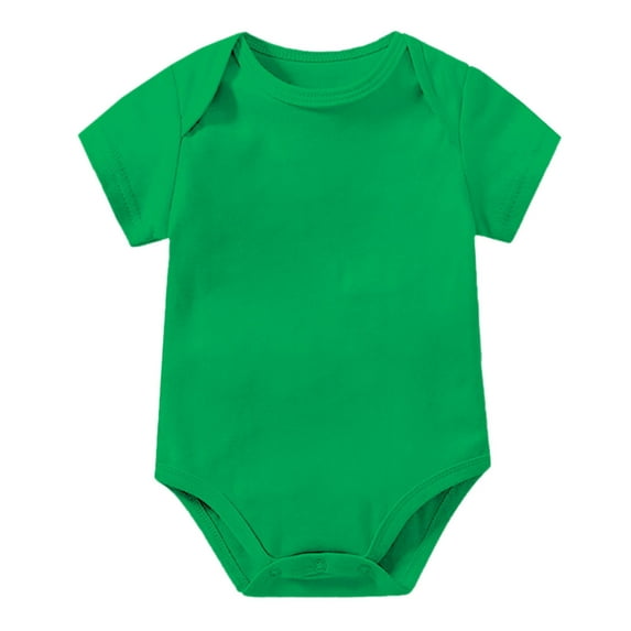 Ulitacool Girls Summer Onesies Round Neck Baby Bodysuits Short Sleeve Romper Summer Outfits Playwear Green 3-6 Months