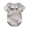 thumbnail image 1 of Ulitacool Girls Summer Onesies Short Sleeve Baby Bodysuits Round Neck Romper Outfit For And Outdoor Activities Comfortable Wear Grey 0-2 Months, 1 of 2