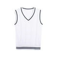 thumbnail image 1 of Ulitacool Girls Sweater Kids V Neck Vest Sweater Sleeveless Warm Knitted Pullover Knitwear Tops Classic Outfits White 3-4 Years, 1 of 4