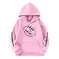 thumbnail image 1 of Ulitacool Girls Winter Sweatshirt Long Sleeve Kids Hooded Sweatshirt Girls Boys Pullover Football Print Warm Warmth Lined Hoodie Daily Outdoor Sports Autumn Crew Neck Tops Soft Wear Pink 11-12 Years, 1 of 4
