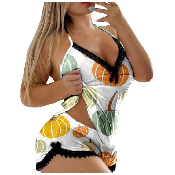 Ulitacool Halloween Pajamas Women Vest Shorts 2 Pieces Set Sleeveless Tops Shorts Set Summer Sleepwear Halloween Cute Jammies Nightwear Yellow S