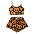 thumbnail image 1 of Ulitacool Halloween Pajamas Womens V Neck Sleeveless Sleepwear Top And Pants Jammies Pumpkin Print Nightwear Autummn Winter Fashion Clothes M Purple, 1 of 6