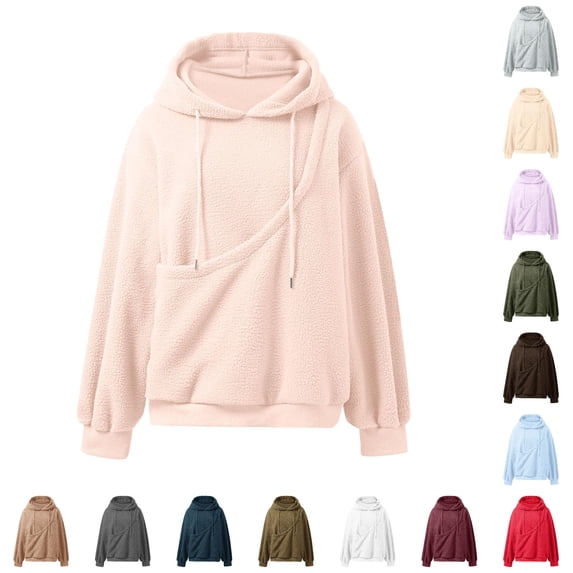 Ulitacool Hoodies Women Round Neck Solid Color Long Sleeve Cat ...