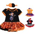 thumbnail image 1 of Ulitacool Infant Girl'S Halloween Dress Short Sleeve Sundress Round Neck Pumpkin Graphic Hallowmas Costume Soft Playsuit 6-12 Months Yellow2, 1 of 8