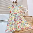 thumbnail image 1 of Ulitacool Kid Girl Dress 5-6 Years Children'S Floral Knee Length Flying Sleeve Dress Dress Suitable For 3 10 Years Old Cute Daily Wear Yellow, 1 of 3