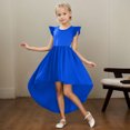 thumbnail image 1 of Ulitacool Kid Girl Dress 7-8 Years Summer Flapper Sleeve High And Low Formal Dress Fly Skirt Swing Dress Cute Daily Wear Bu2, 1 of 3