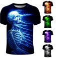 thumbnail image 1 of Ulitacool Men Hallowmas T Shirt Short Sleeve Round Neck T Shirt Hallowmas Graphic Tee Trend Wear Blue, 1 of 4