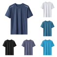 thumbnail image 1 of Ulitacool Men T Shirt Solid Color Performance Short Sleeve Crewneck Tee Soft Wear Navy, 1 of 4