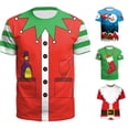 thumbnail image 1 of Ulitacool Men T Shirts Christmas Day Clothing Cartoon Print Loose Crew Neck Short Sleeve Soft Clothing Red, 1 of 3