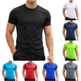 thumbnail image 1 of Ulitacool Men T Shirts Short Sleeve T Shirt Stretch Crew Neck Fashion Tee Athletic Fit Summer Top Charm Clothing Black, 1 of 4