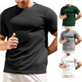 thumbnail image 1 of Ulitacool Men T Shirts Slim Fit Round Neck Short Sleeved Towel Cloth T Shirt Style Bottom Shirt Relax Fit Clothes Black, 1 of 8