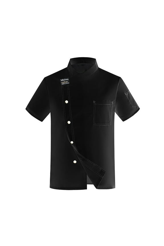 Mens Shirts Casual Long Sleeve Tops Chefs Jacket Unisex Chefs Clothing Hotel Button Down Clouse Casual Clothes 4Xl Black