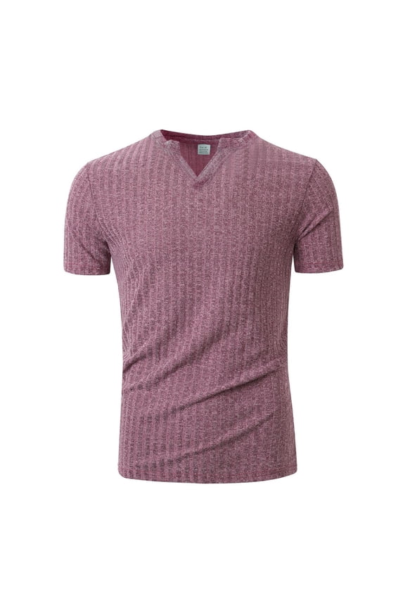 Mens Shirts Short Sleeve Tops Summer Sports Fitness And Leisure Vertical Stripe Elastic Vertical Stripe V Neck T Shirt Solid Color Button Down Shirts Leisure Clothes Xl Red