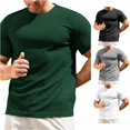 thumbnail image 1 of Ulitacool Mens T Shirts Slim Fit Round Neck Short Sleeved Towel Cloth T Shirt Style Bottom Shirt Casual Clothes Green, 1 of 8